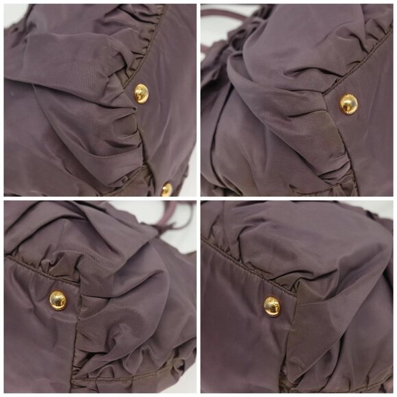 PRADA Hand Bag Nylon Purple Gold Auth 137586 - Picture 14 of 16